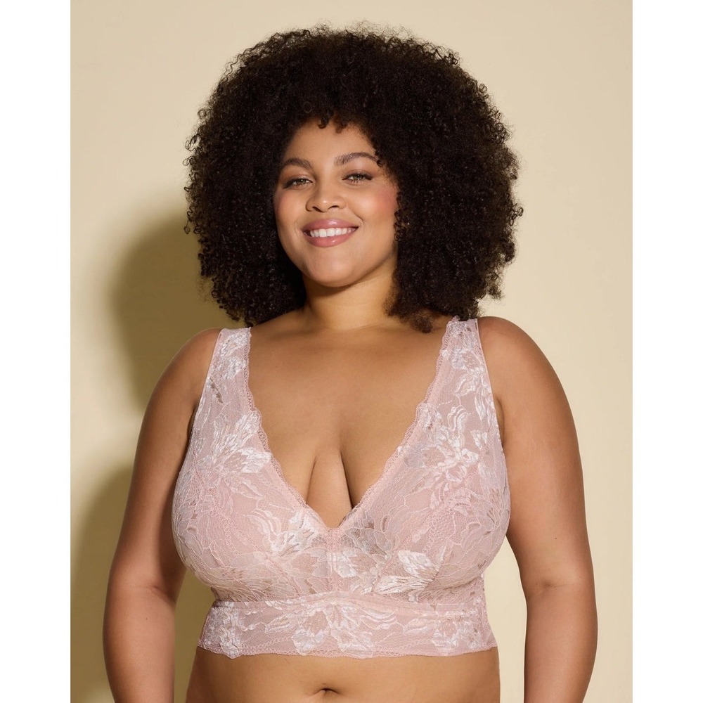 Cosabella Paradiso Ultra Curvy Longline Lace Bralette Mandorla Size M
